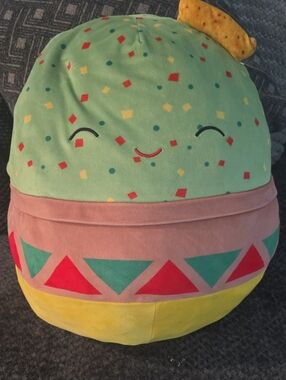 Plush Taco Squishmallow-Style Kids Toy in Green, Pink, Yellow